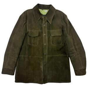 William Barry Vintage Leather Suede Shirt Jacket Brown Size L